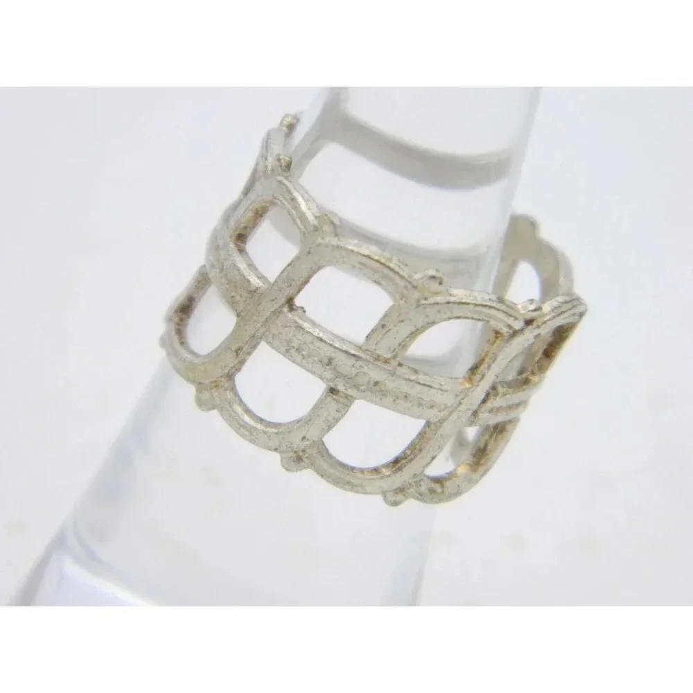 VTG Silver Tone Openwork Filigree Ring Size 6.25